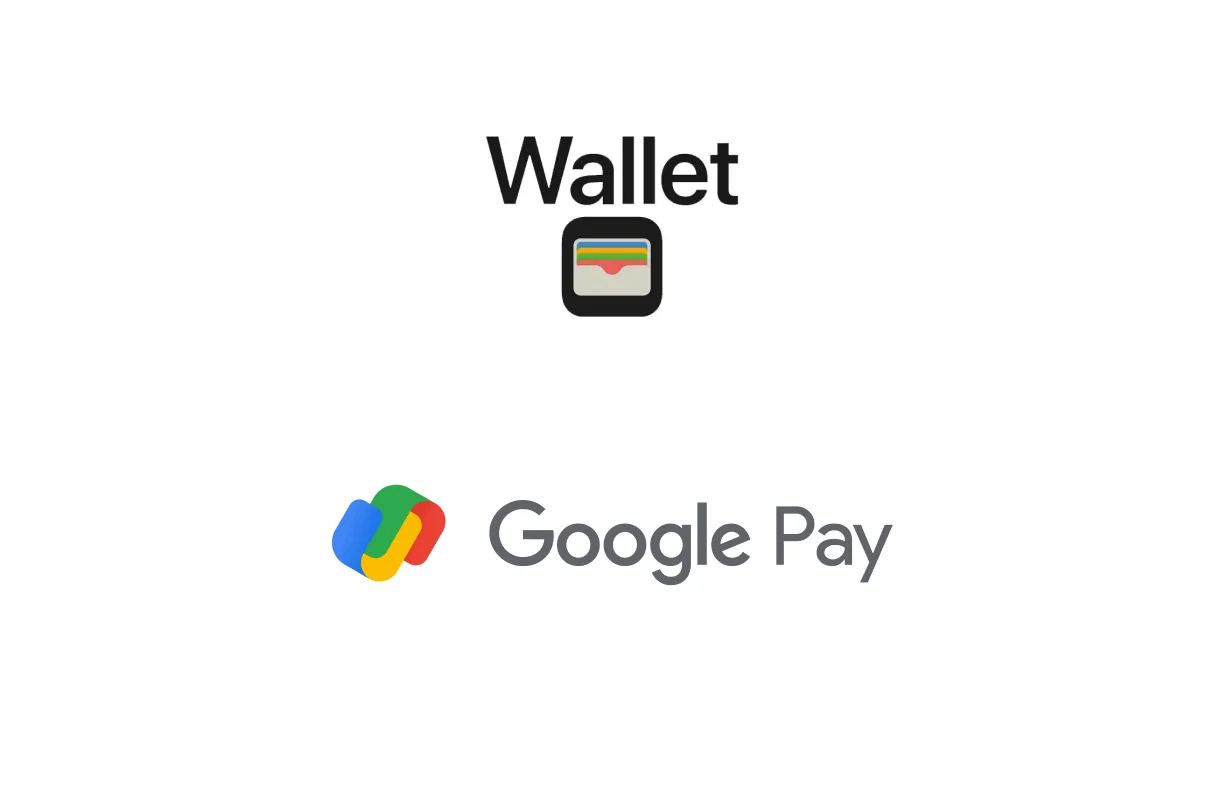 The Apple Wallet and Google Pay logos