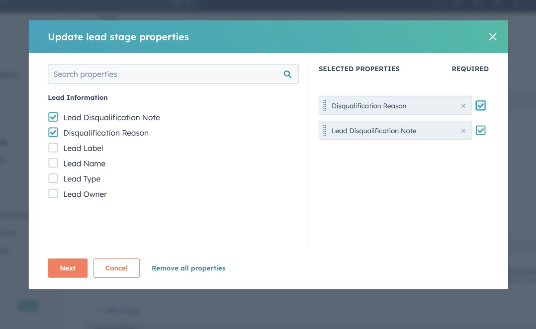 Custom Lead Form Properties